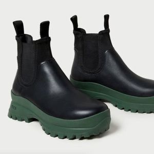 Loeffler Randall Tara Rubber Platform Chelsea Boots, Black/Green, 6.5